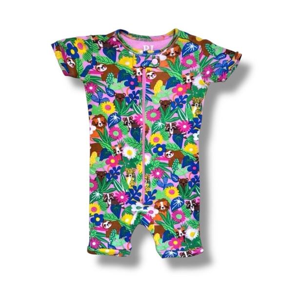 Children’s Place Girls Shortie Pajama Size 0-3M Critter Floral One Piece Cotton - Picture 1 of 6